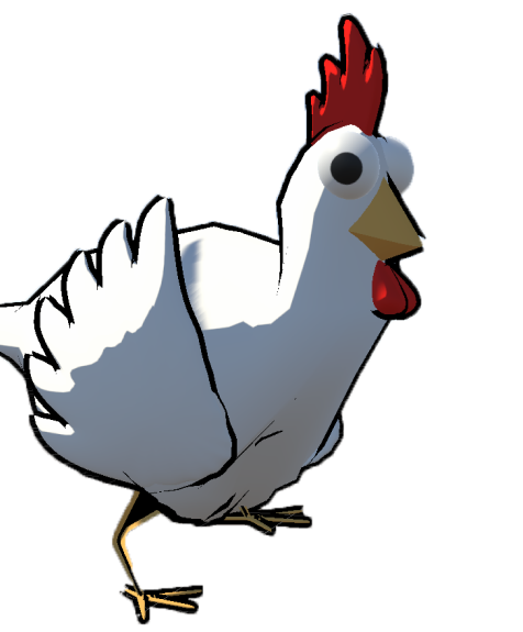 Afbeelding van een rennende witte kip